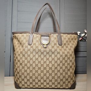 Authentic GUCCI Supreme Monogram GG Canvas Stirrup Large Tote